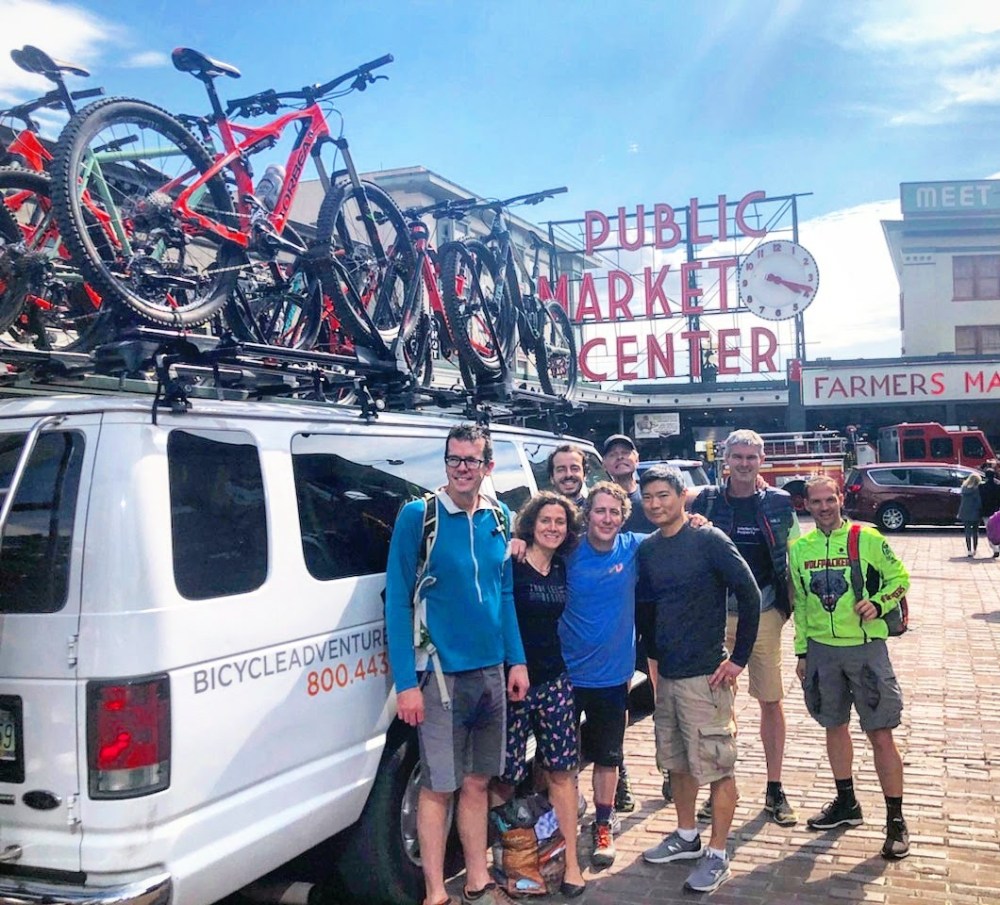 Group of mountain bikers Seattle